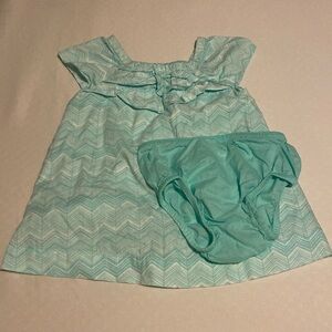 Cherokee teal baby dress 12 months with matching diaper cover